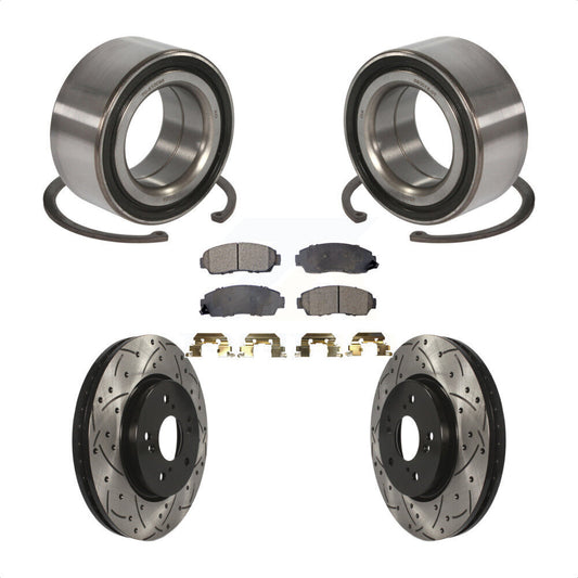 Wheel Bearing Drilled Slot Brake Rotor Pads Front Kit For Honda Accord Crosstour