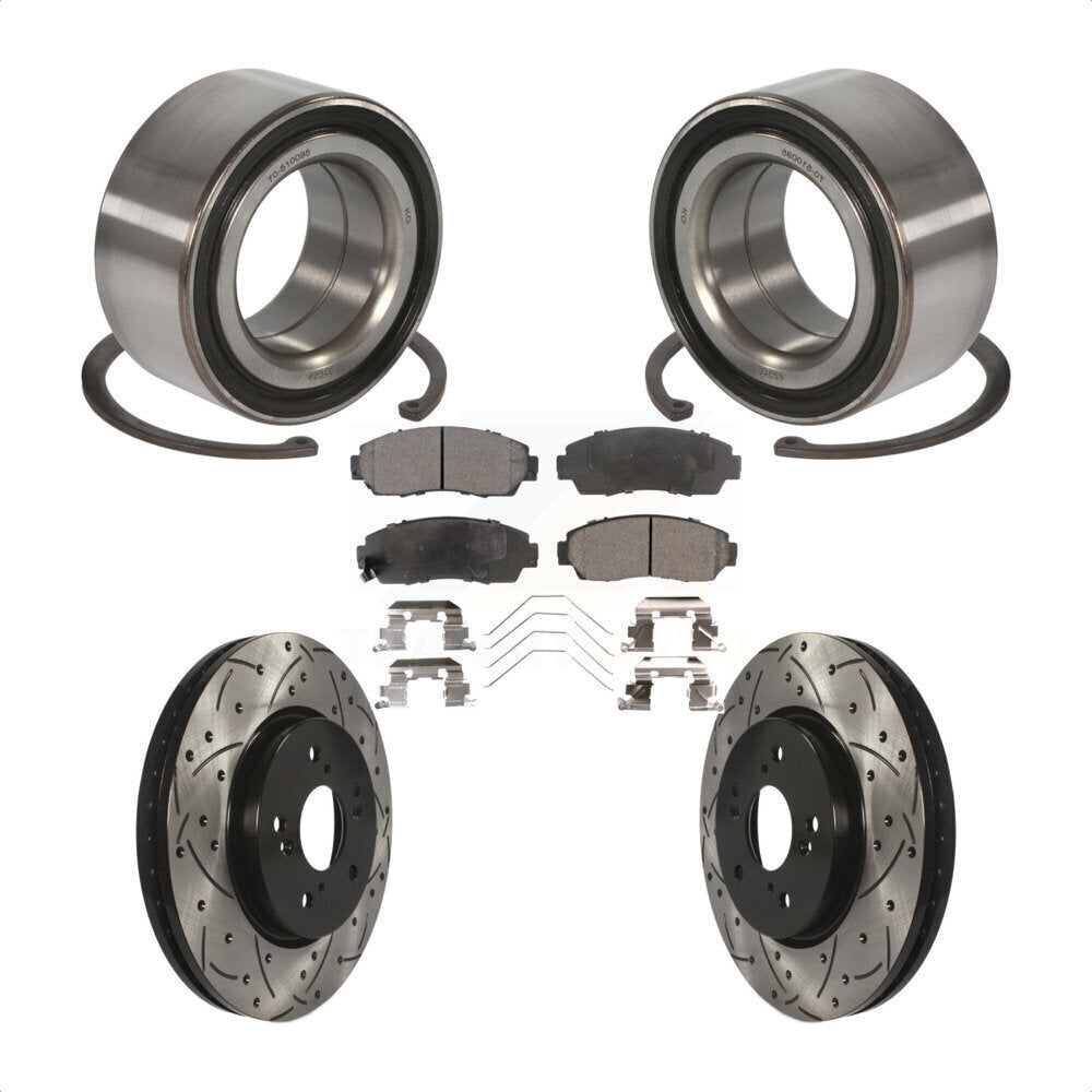 Wheel Bearing Drilled Slot Brake Rotor Pads Front Kit For Honda Crosstour Accord