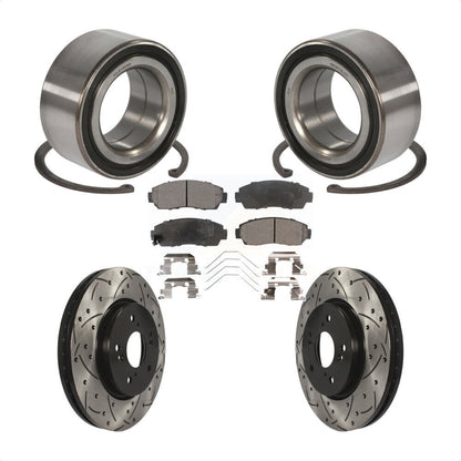 Wheel Bearing Drilled Slot Brake Rotor Pads Front Kit For Honda Crosstour Accord