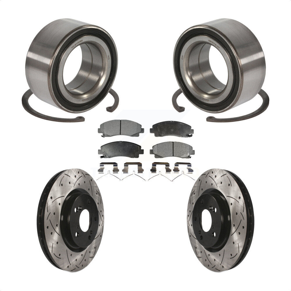 Wheel Bearing Coated Drill Slot Brake Rotor Pad Front Kit For 2009-2014 Acura TL