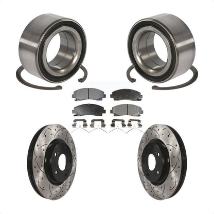 Wheel Bearing Coated Drill Slot Brake Rotor Pad Front Kit For 2009-2014 Acura TL