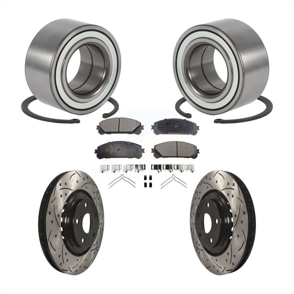 Wheel Bearing Drill Slot Brake Rotor Pads Front Kit For Toyota Highlander Sienna