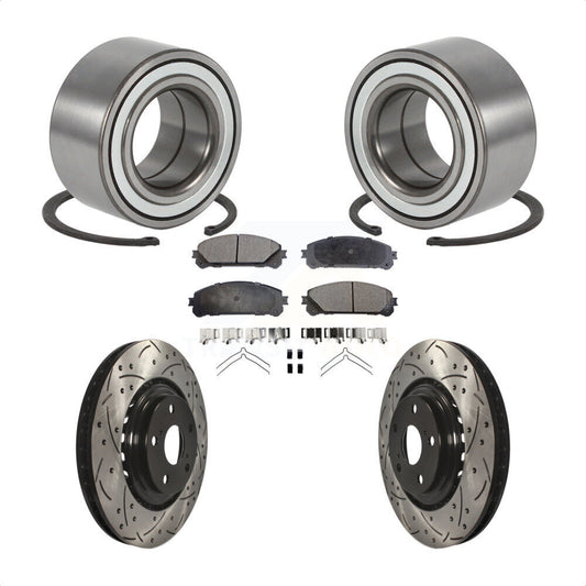 Wheel Bearing Drill Slot Brake Rotor Pads Front Kit For Toyota Highlander Sienna
