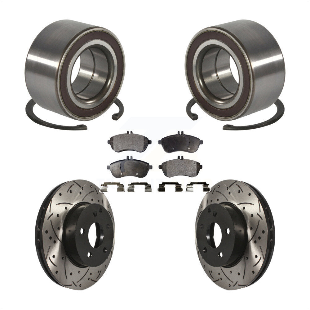 Wheel Bearing Coated Drill Slot Brake Rotor Pad Front Kit For Mercedes-Benz C300