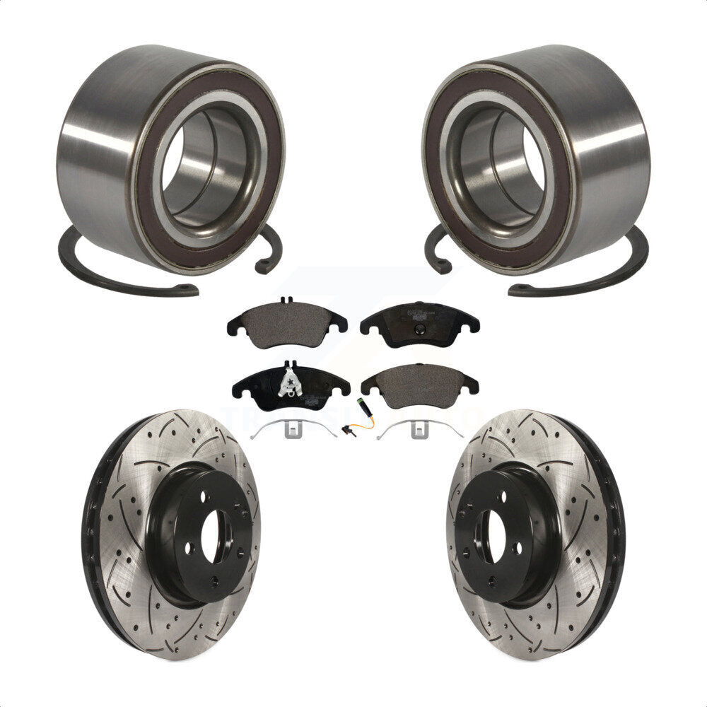 Bearing Drilled Slot Brake Rotor Pads Front Kit For Mercedes-Benz C300 E350 C350