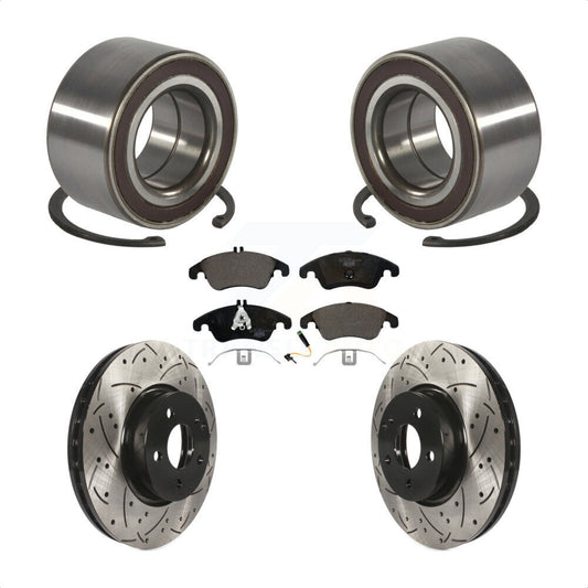 Bearing Drilled Slot Brake Rotor Pads Front Kit For Mercedes-Benz C300 E350 C350