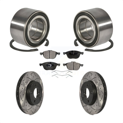 Wheel Bearing Coated Drilled Slot Brake Rotor Pad Front Kit For Ford Focus C-Max