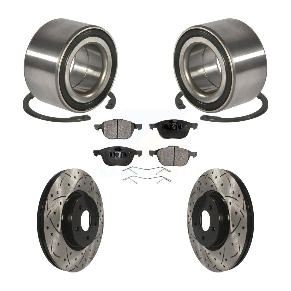 Wheel Bearing Coat Drill Slot Brake Rotor Pad Front Kit For Ford Transit Connect