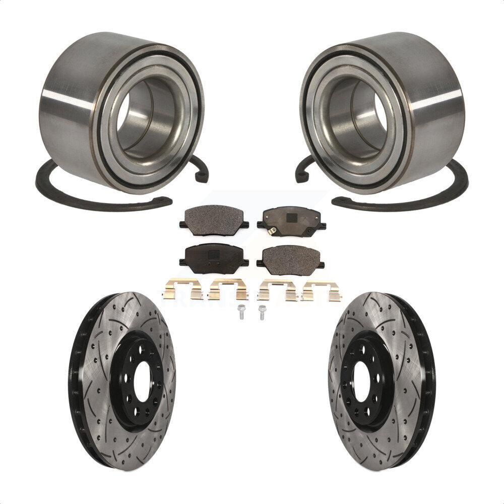 Wheel Bearing Coat Drill Slot Brake Rotor Pads Front Kit For 2016-2018 Fiat 500X