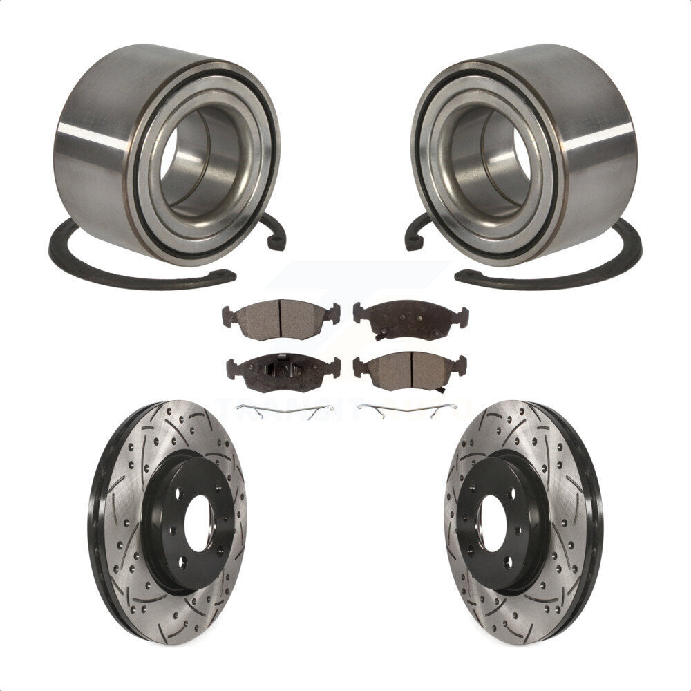 Wheel Bearing Coated Drilled Slotted Disc Brake Rotor Pad Front Kit For Fiat 500