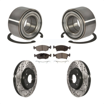 Wheel Bearing Coated Drilled Slotted Disc Brake Rotor Pad Front Kit For Fiat 500