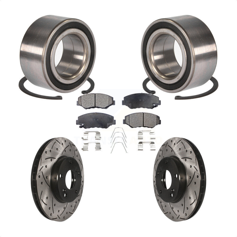 Wheel Bearing Coated Drilled Slotted Brake Rotor Pads Front Kit For Honda Accord