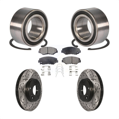 Wheel Bearing Coated Drilled Slotted Brake Rotor Pads Front Kit For Honda Accord