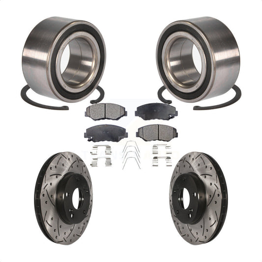 Wheel Bearing Coated Drilled Slotted Brake Rotor Pads Front Kit For Honda Accord