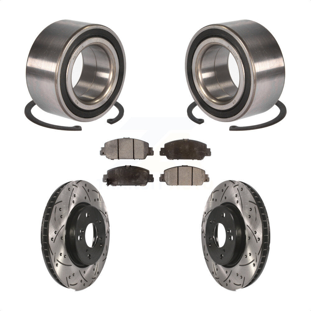 Wheel Bearing Coated Drilled Slotted Brake Rotor Pads Front Kit For Honda Accord