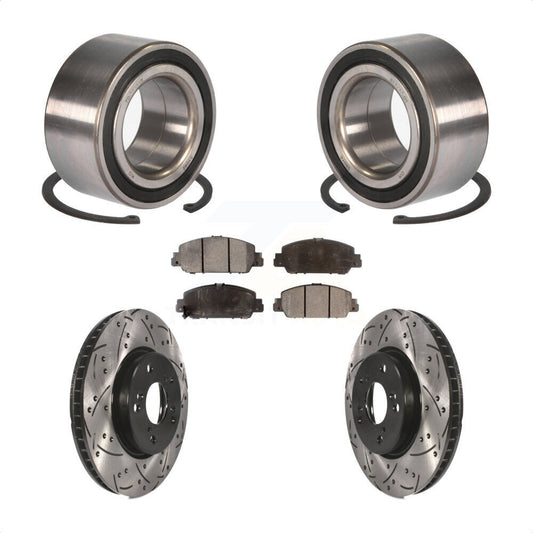 Wheel Bearing Coated Drilled Slotted Brake Rotor Pads Front Kit For Honda Accord