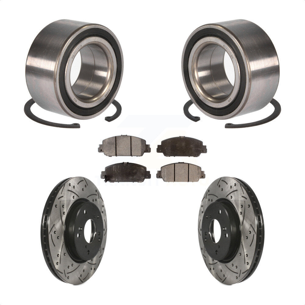 Wheel Bearing Coated Drilled Slotted Brake Rotor Pads Front Kit For Honda Accord