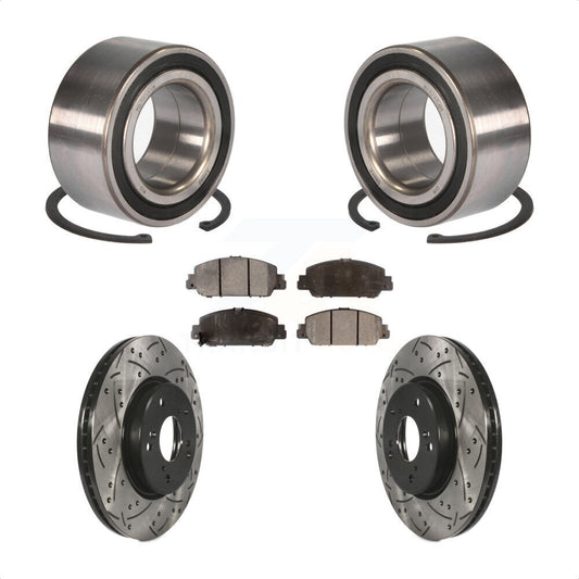 Wheel Bearing Coated Drilled Slotted Brake Rotor Pads Front Kit For Honda Accord