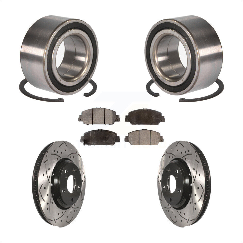 Wheel Bearing Coated Drilled Slotted Brake Rotor Pads Front Kit For Honda Accord