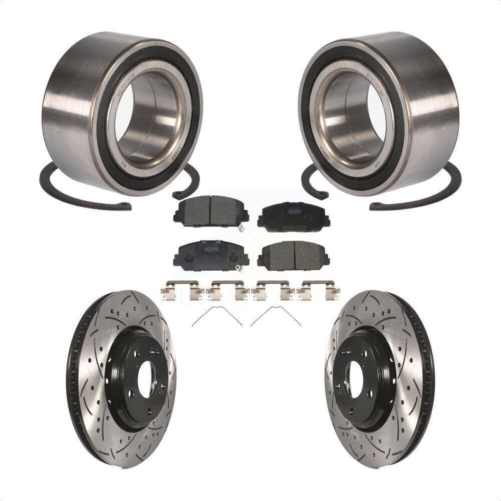 Wheel Bearing Coated Drilled Slotted Brake Rotor Pads Front Kit For Honda Accord