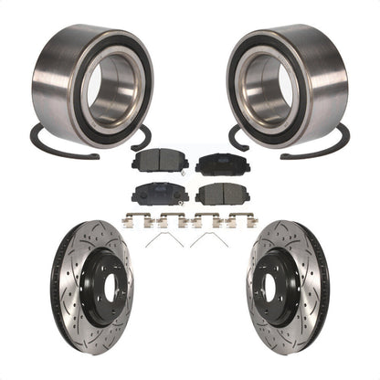 Wheel Bearing Coated Drilled Slotted Brake Rotor Pads Front Kit For Honda Accord