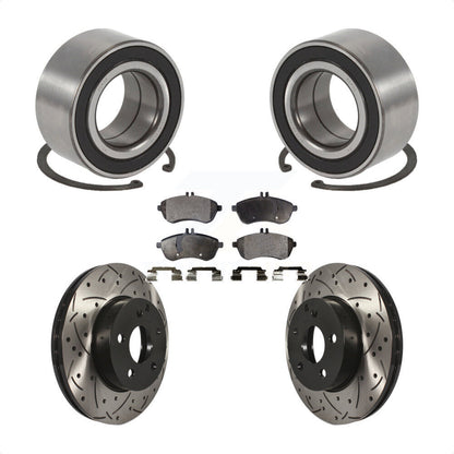 Wheel Bearing Drilled Slot Brake Rotor Pads Front Kit For Mercedes-Benz C250 AWD
