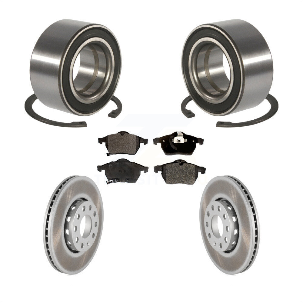 Wheel Bearing Coated Brake Rotor And Pad Front Kit For Volkswagen Passat Audi A4