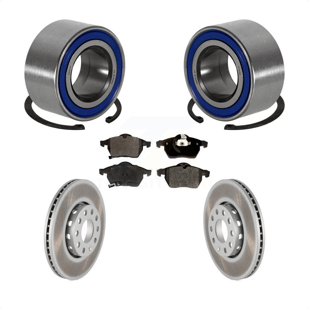 Wheel Bearing Coated Brake Rotor And Pad Front Kit For Volkswagen Passat Audi A4