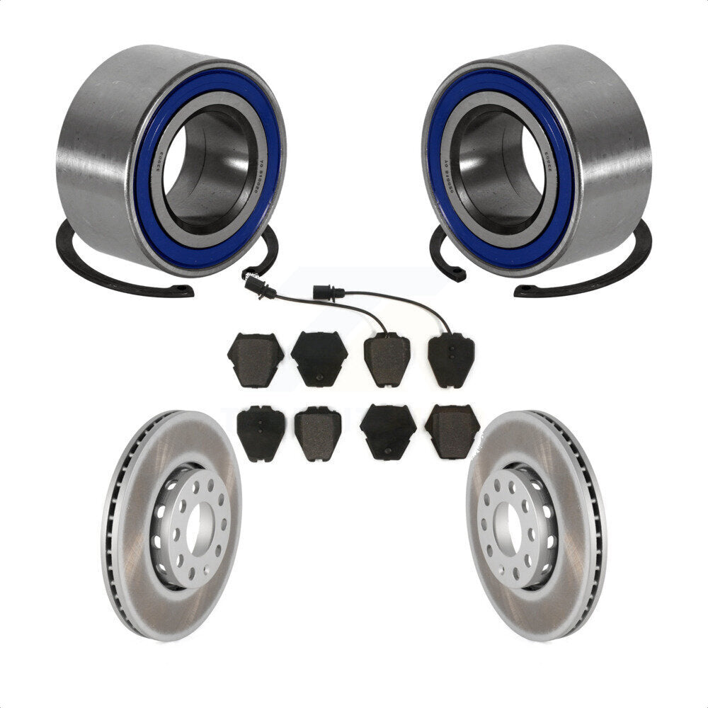 Wheel Bearing Coated Brake Rotor & Pad Front Kit For 2002 Volkswagen Passat 1.8L