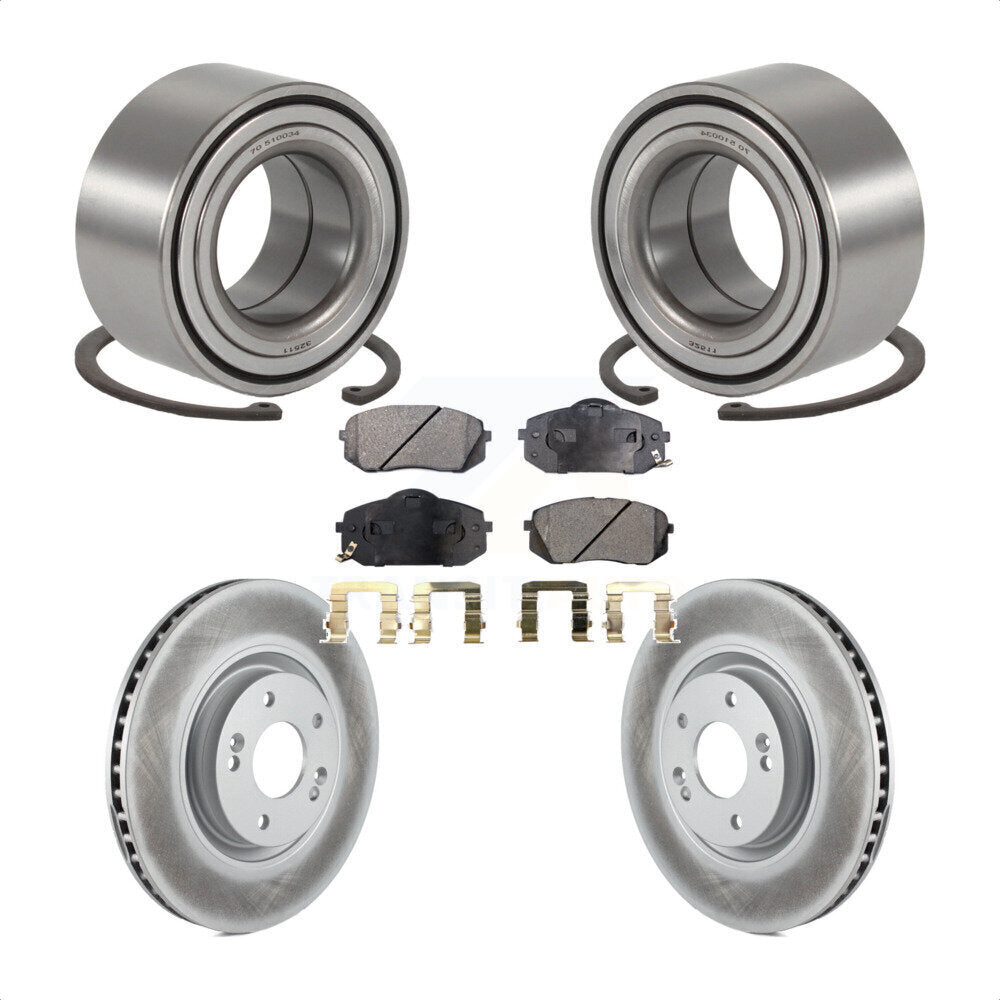 Wheel Bearing Coated Brake Rotor & Pads Front Kit For Hyundai Tucson Kia Cadenza