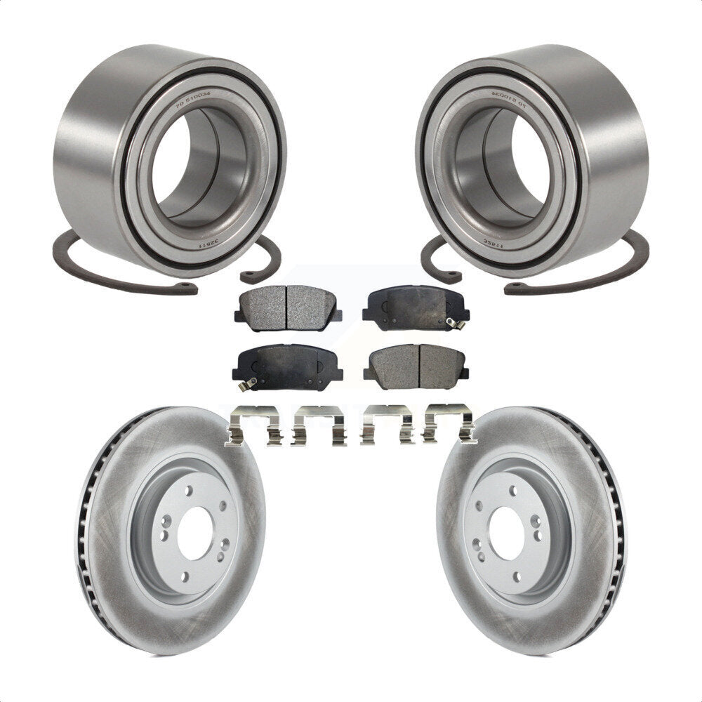 Wheel Bearing Coated Brake Rotor And Pad Front Kit For 2011-2015 Kia Optima 2.0L
