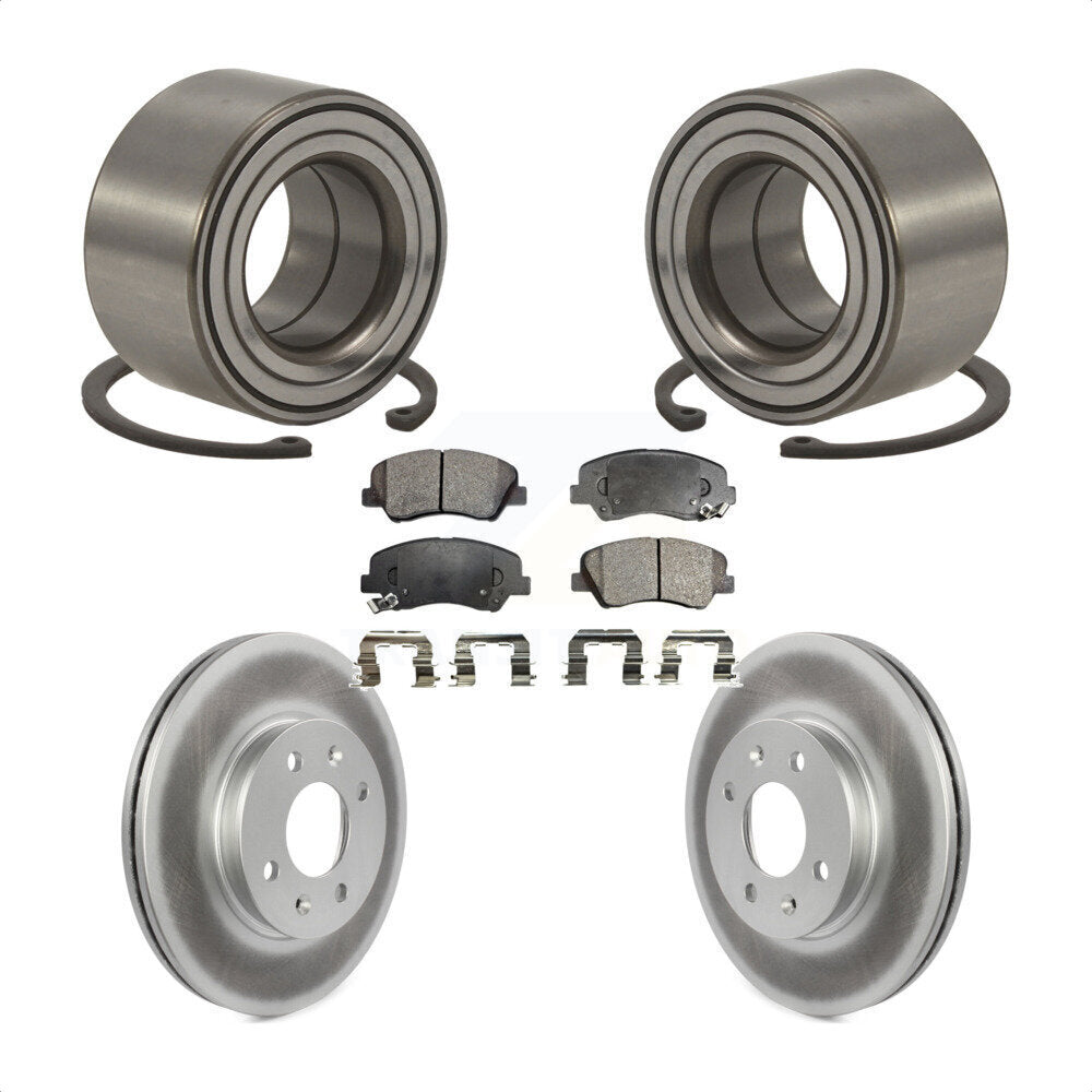 Wheel Bearing Coated Disc Brake Rotor Pad Front Kit For 2012-2017 Hyundai Accent