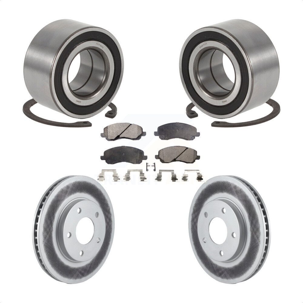 Wheel Bearing Coated Brake Rotor & Pad Front Kit For Mitsubishi Lancer Outlander