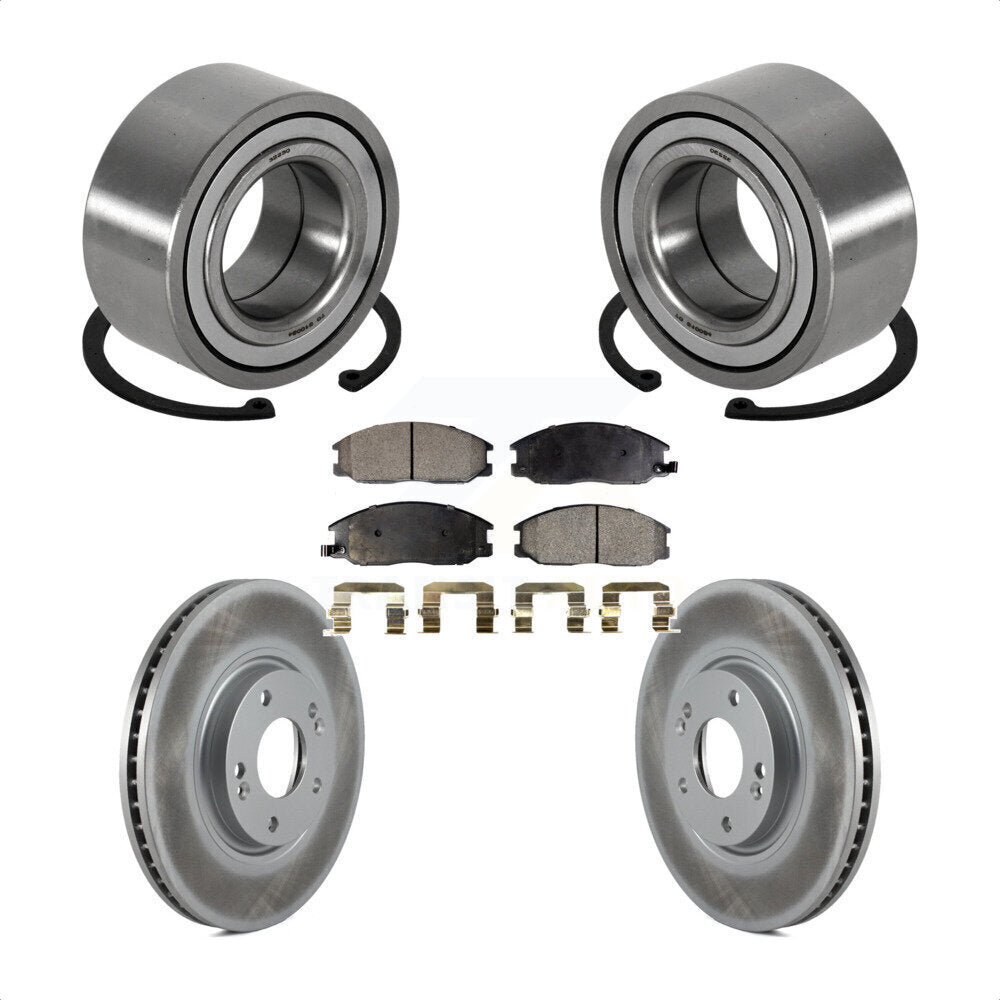 Wheel Bearing Coated Disc Brake Rotor And Pad Front Kit For 2004-2006 Kia Amanti
