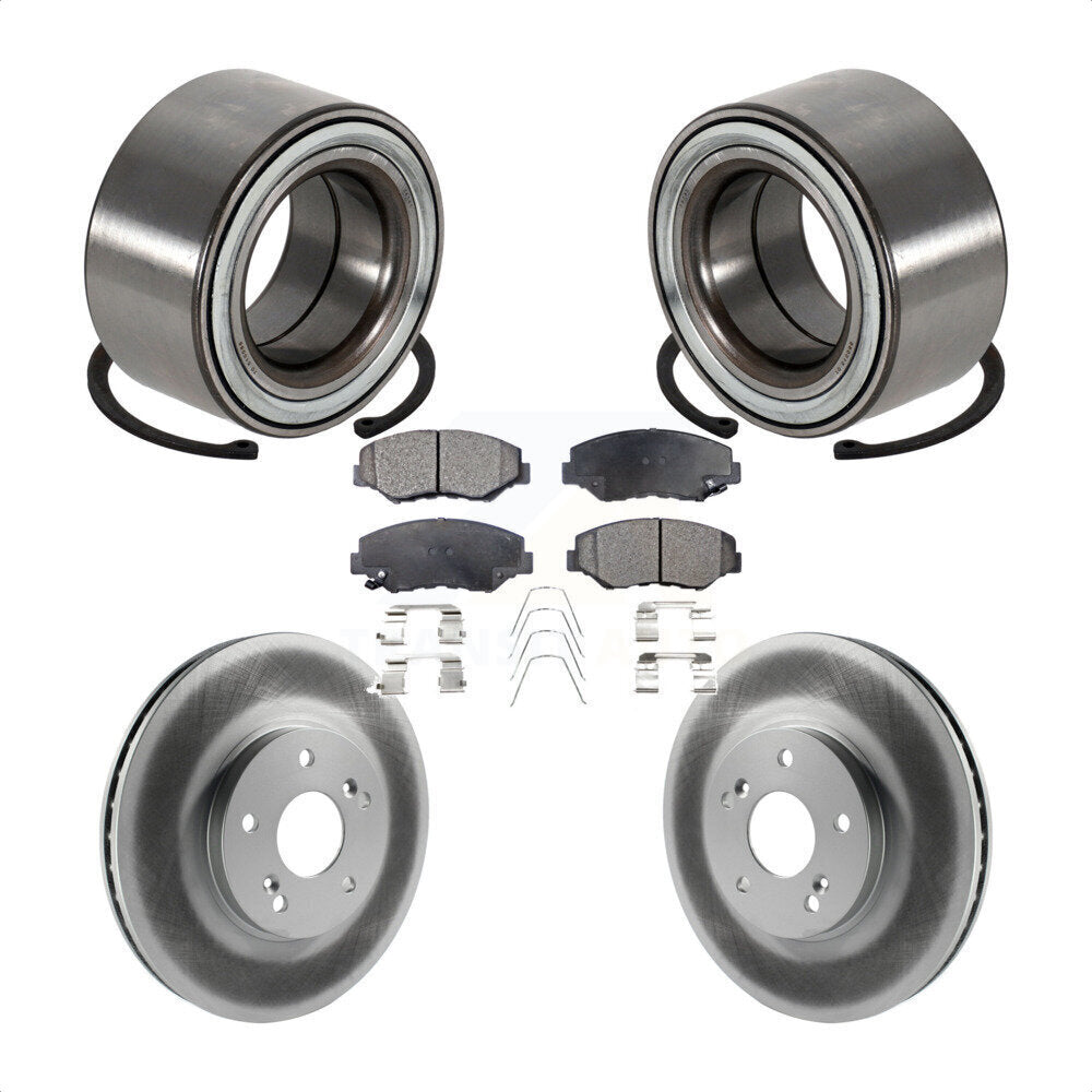 Wheel Bearing Coated Disc Brake Rotor & Pads Front Kit For 2005-2008 Honda Pilot