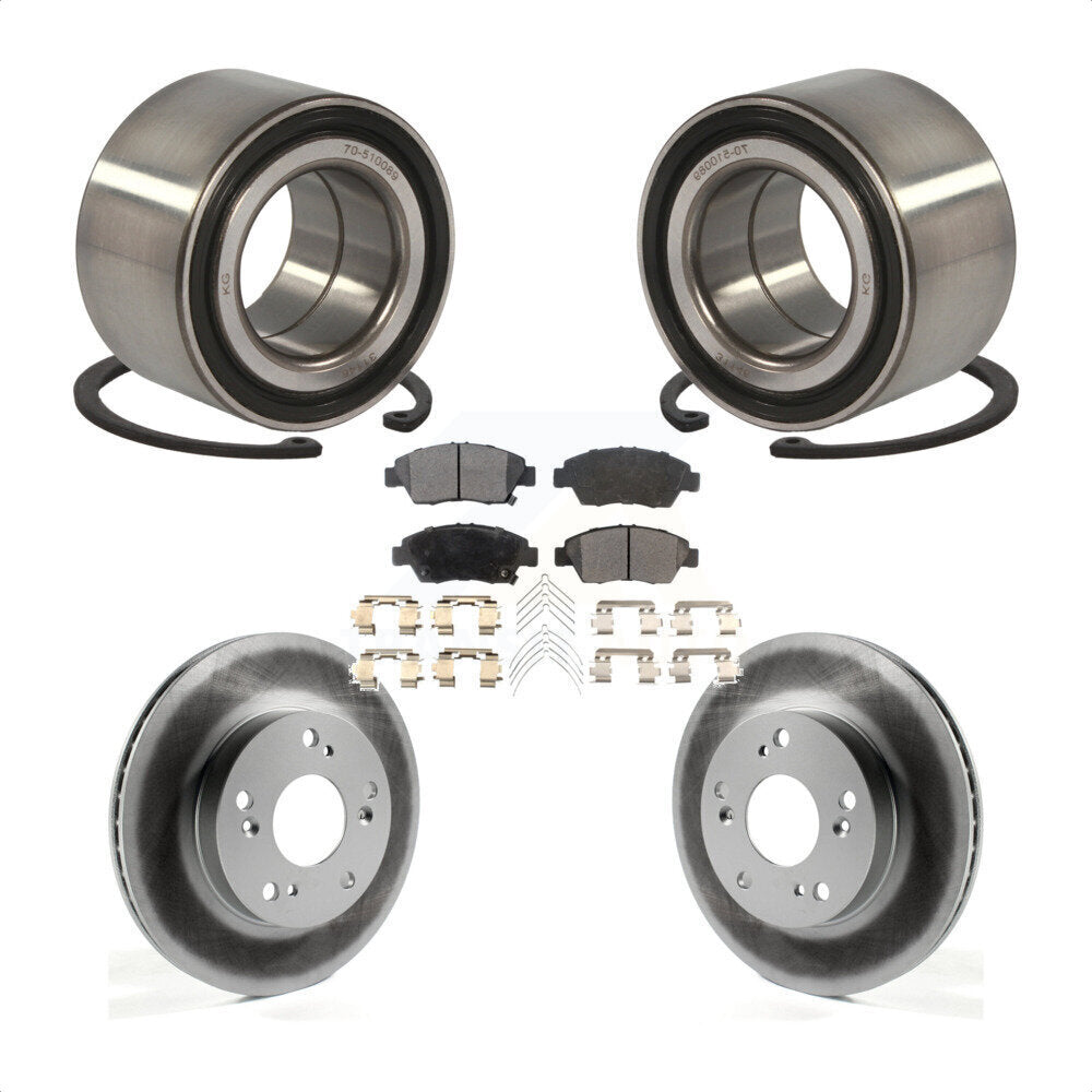 Wheel Bearing Coated Disc Brake Rotor & Pads Front Kit For Honda Civic Acura ILX
