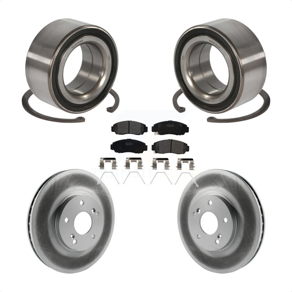 Wheel Bearing Coated Disc Brake Rotor & Pad Front Kit For Honda Accord Acura TSX