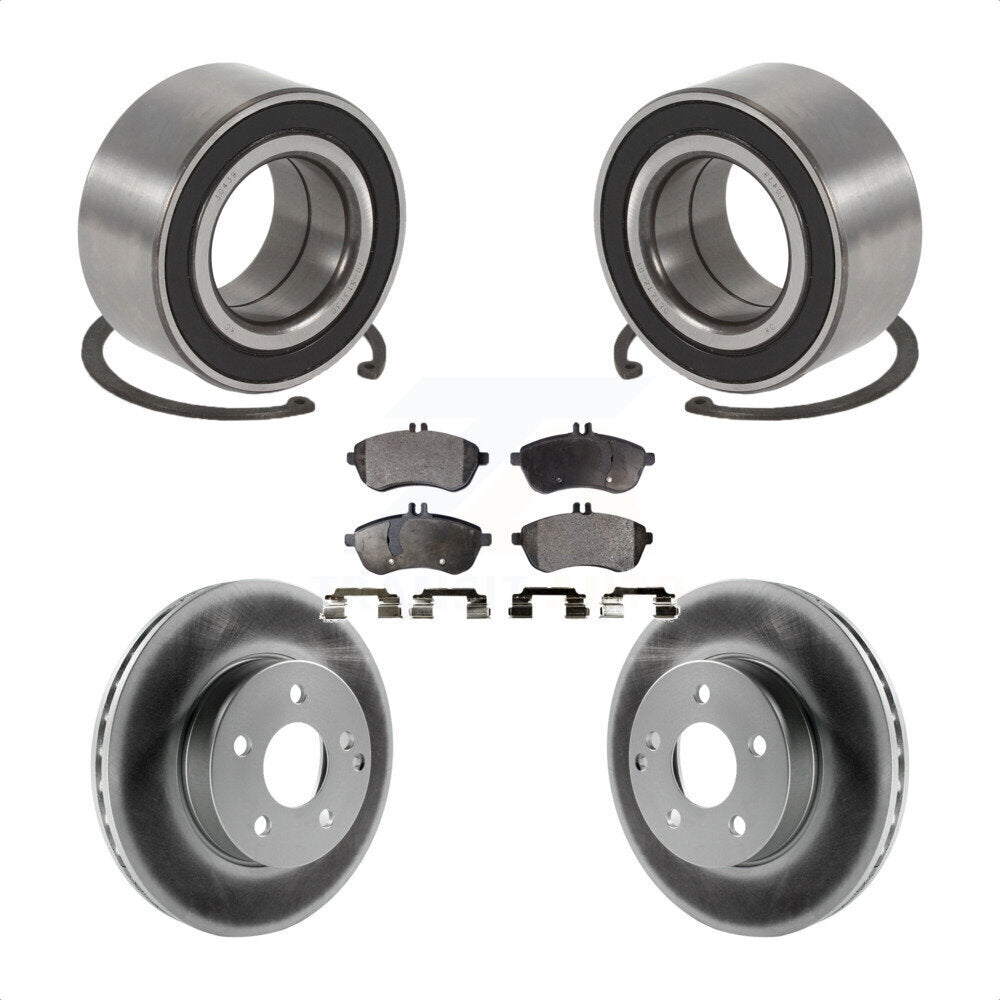 Wheel Bearing Coated Disc Brake Rotor & Pad Front Kit For Mercedes-Benz C250 AWD