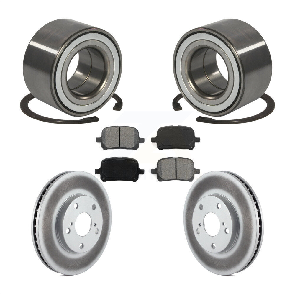 Wheel Bearing Coated Brake Rotor & Pads Front Kit For Toyota Camry Solara Avalon