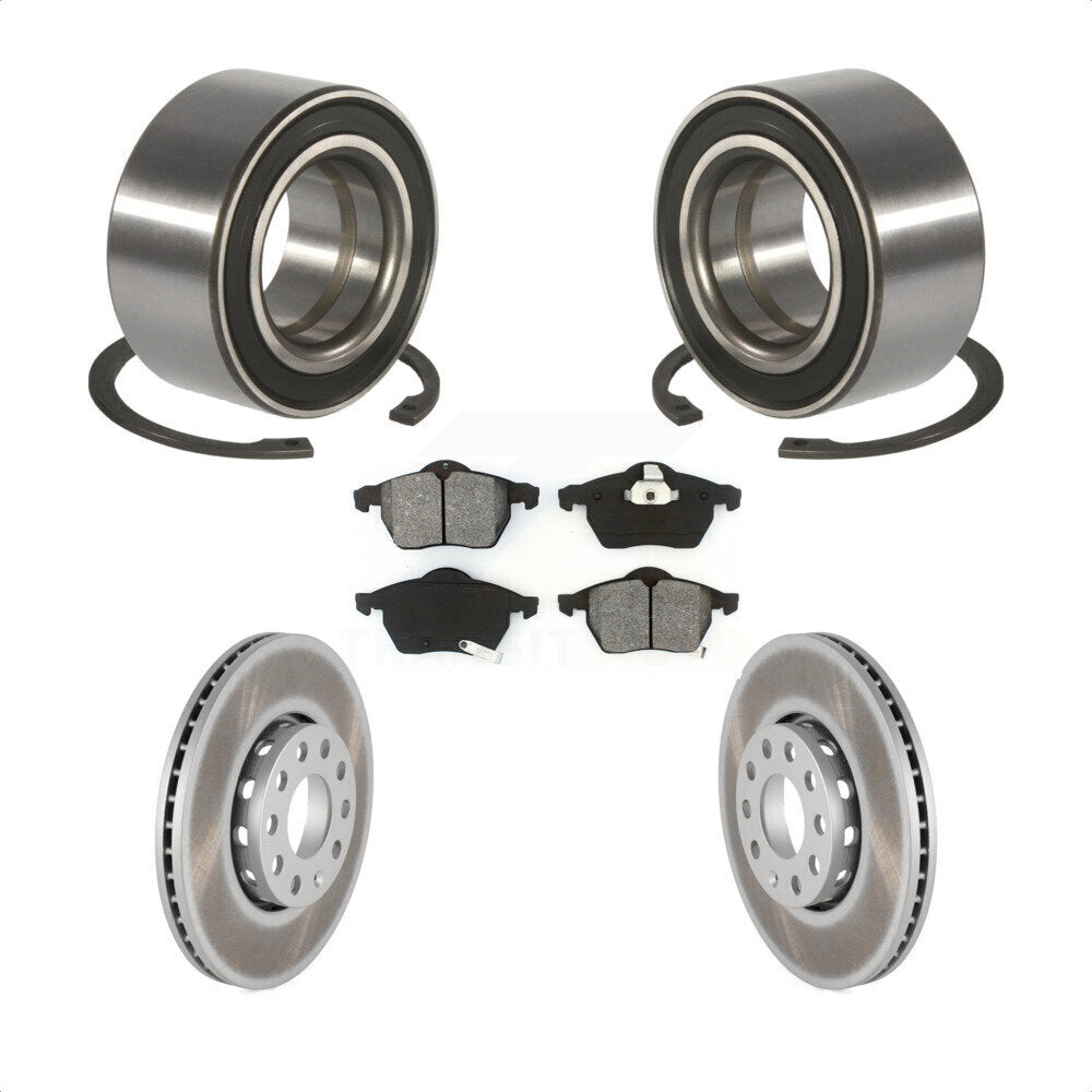 Wheel Bearing Coated Brake Rotor And Pad Front Kit For Volkswagen Passat Audi A4