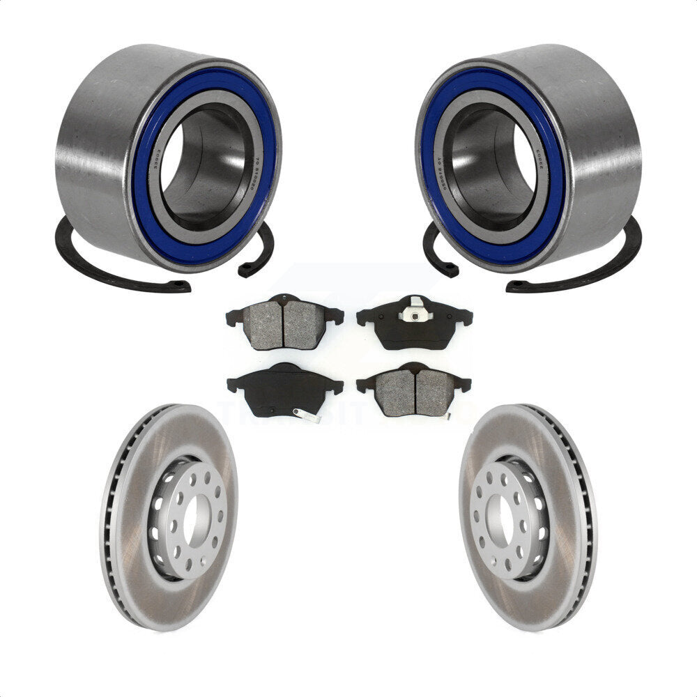 Wheel Bearing Coated Brake Rotor And Pad Front Kit For Volkswagen Passat Audi A4