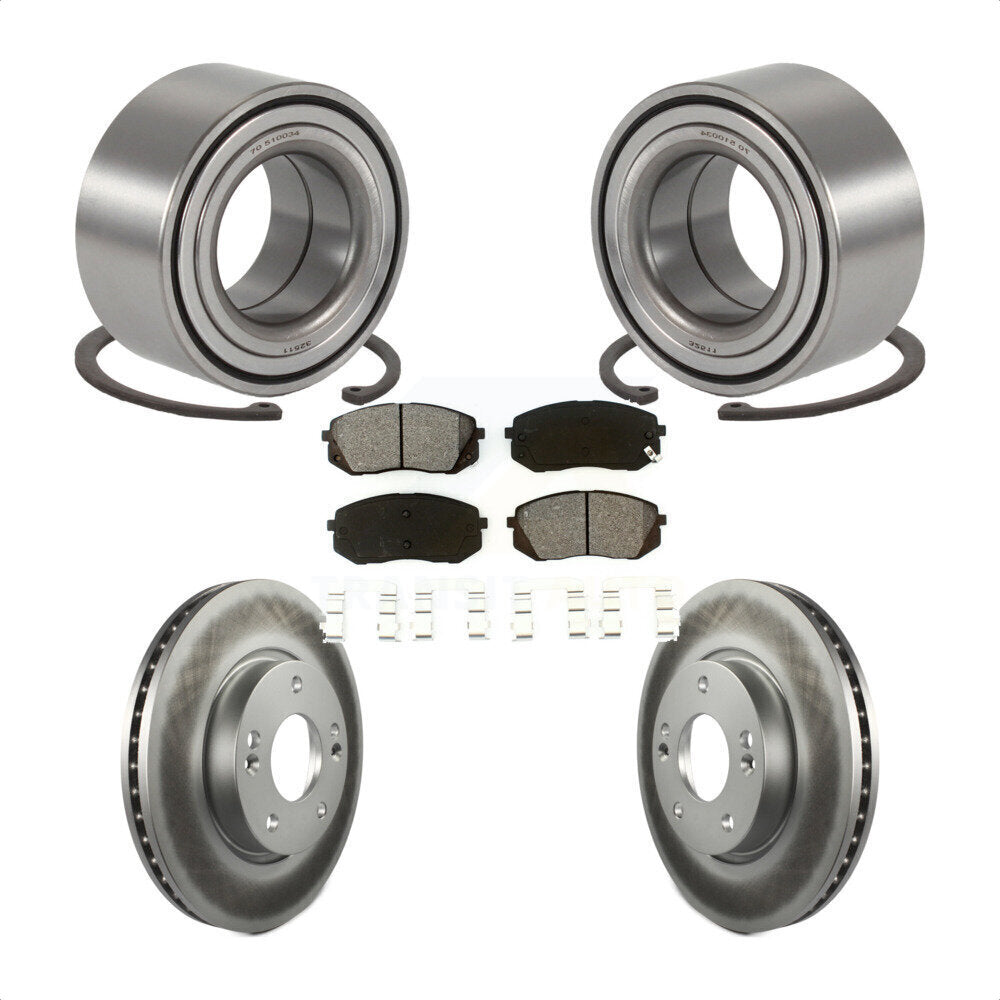 Wheel Bearing Coated Disc Brake Rotor And Pads Front Kit For 2010-2012 Kia Rondo