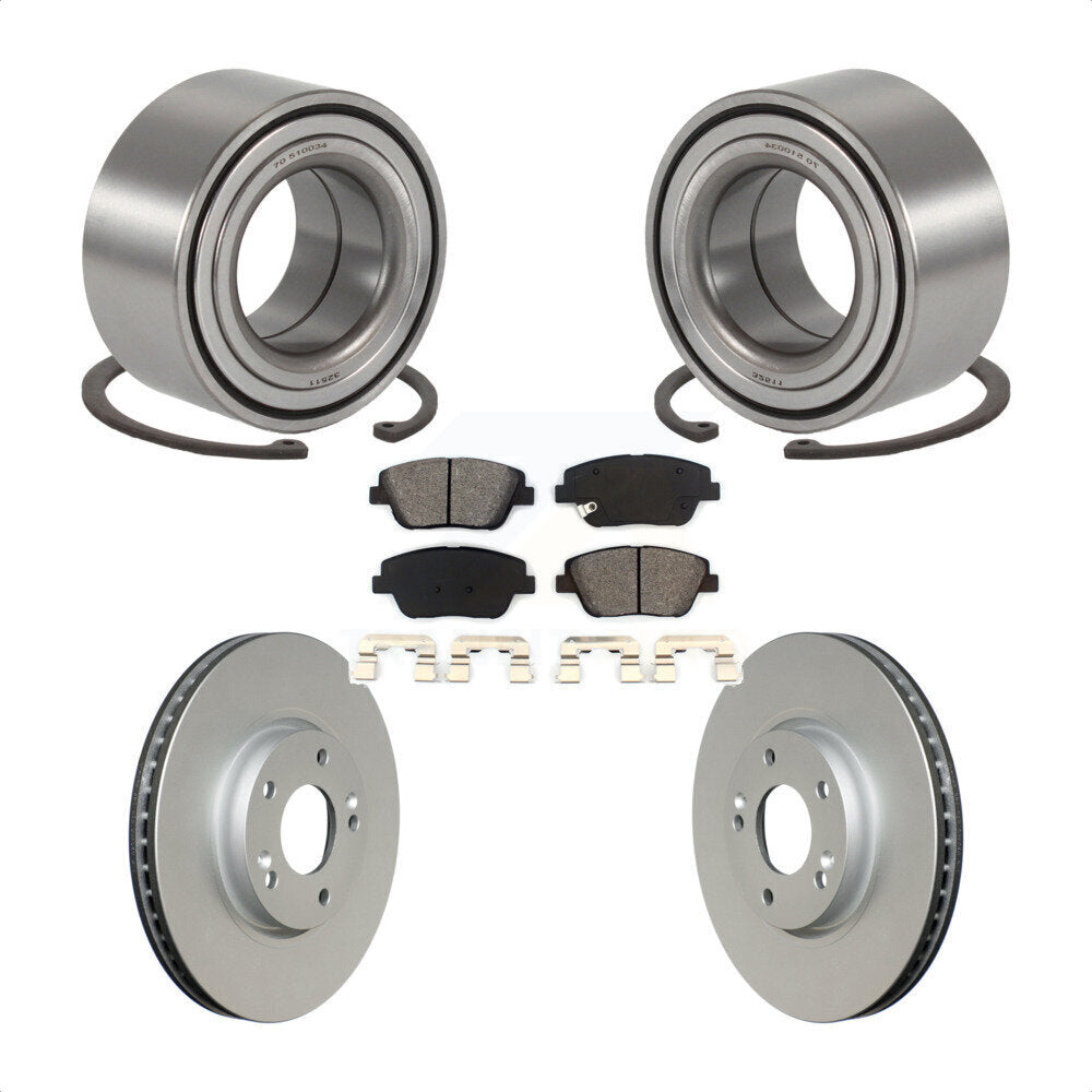 Wheel Bearing Coated Brake Rotor And Pad Front Kit For Hyundai Sonata Kia Optima