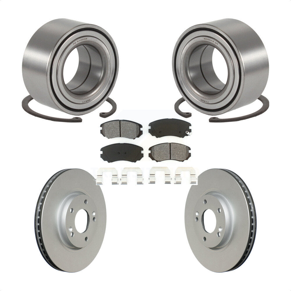 Wheel Bearing Coated Brake Rotor Pad Front Kit For 2006-2010 Hyundai Sonata 3.3L