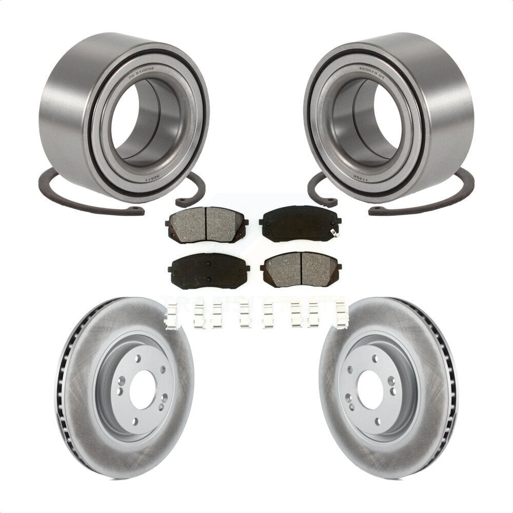 Wheel Bearing Coated Brake Rotor & Pads Front Kit For Hyundai Tucson Kia Cadenza