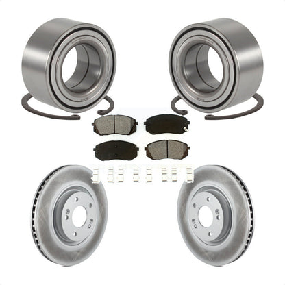 Wheel Bearing Coated Brake Rotor & Pads Front Kit For Hyundai Tucson Kia Cadenza