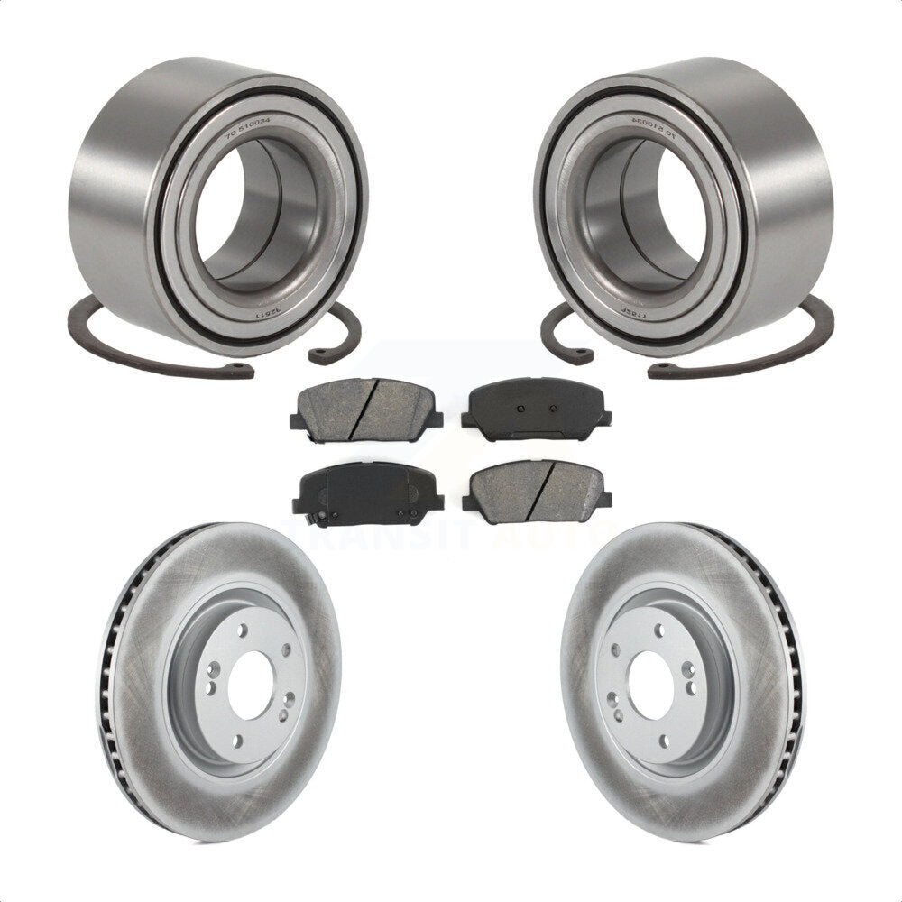Wheel Bearing Coated Brake Rotor And Pad Front Kit For 2011-2015 Kia Optima 2.0L