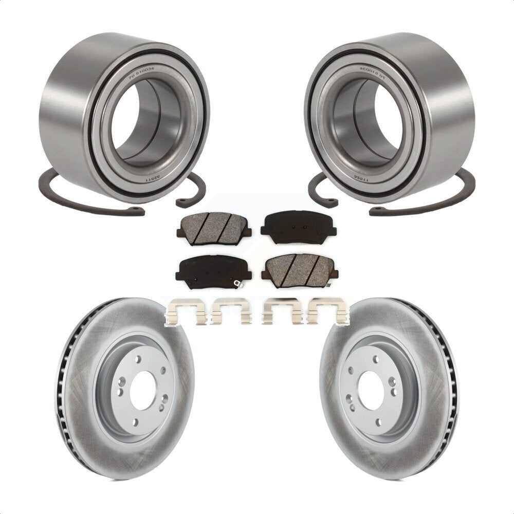 Wheel Bearing Coated Disc Brake Rotor Pads Front Kit For 2012-2017 Hyundai Azera