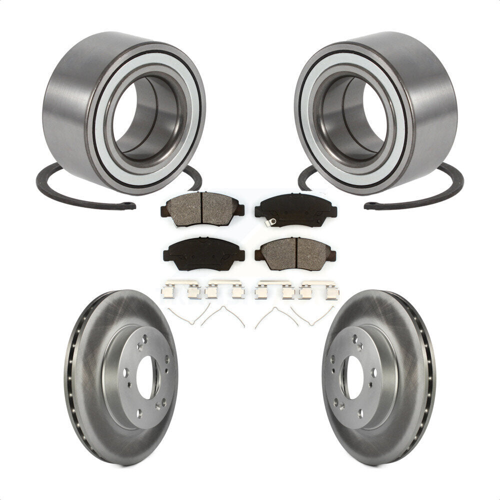 Wheel Bearing Coated Disc Brake Rotor & Pads Front Kit For Honda Civic Acura RSX