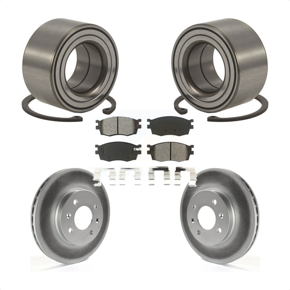 Wheel Bearing Coated Brake Rotor & Pad Front Kit For Hyundai Accent Kia Rio Rio5
